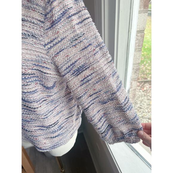 Madewell Marled Rainbow Jacquard V Neck Top Womens Medium Retro Grandmacore - Picture 6 of 9